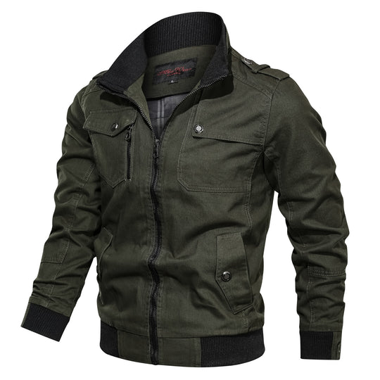 Herren Canvas-Fieldjacke im Bomberstil mit Rippsaum, Stehkragen und Utility-Taschen Nord Taschen
