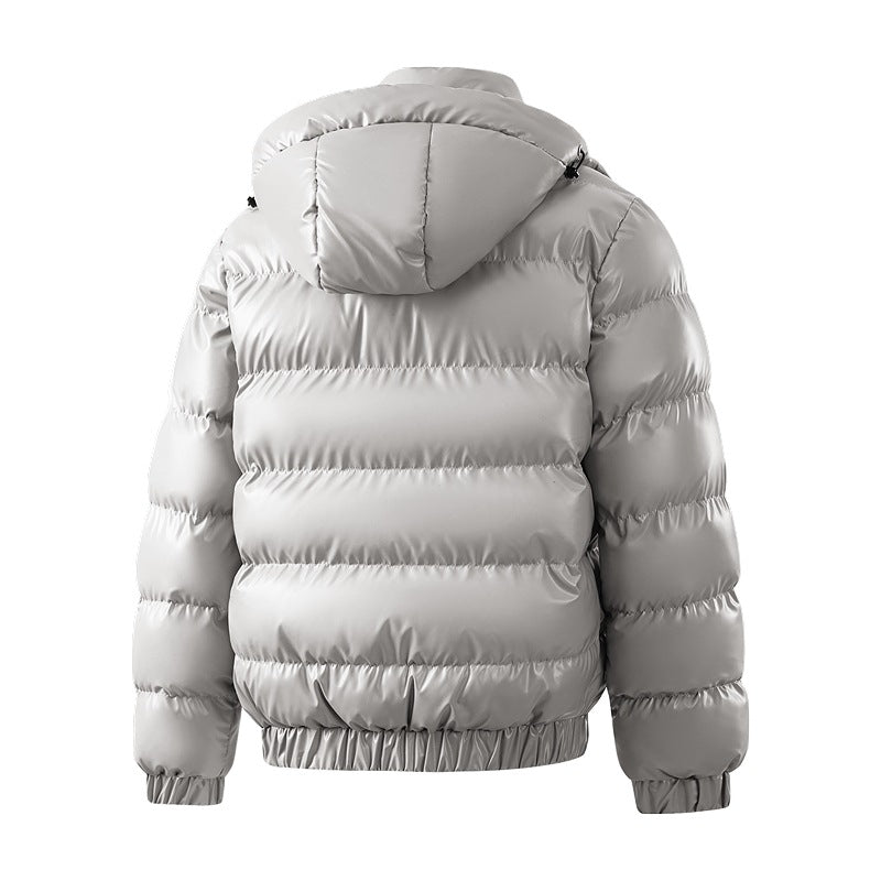 Herren Glänzende wattierte Pufferjacke mit Kapuze, wasserabweisender Hülle & Stehkragen Nord Taschen