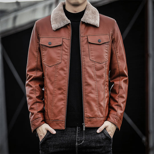 Herren Pilotenblouson aus Lederoptik mit Teddykragen und Utility‑Details Nord Taschen