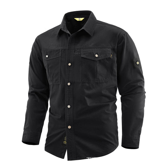 Herren Canvas-Overshirt im Field‑Style mit Brustklappen und durchgehender Knopfleiste Nord Taschen