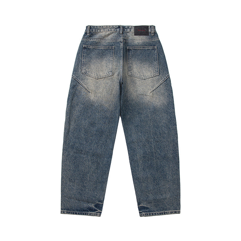 Damen Locker geschnittene Vintage-Denim-Jeans mit ausgefransten Details und verkürztem Bein Nord Taschen