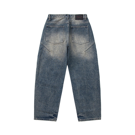 Damen Locker geschnittene Vintage-Denim-Jeans mit ausgefransten Details und verkürztem Bein Nord Taschen
