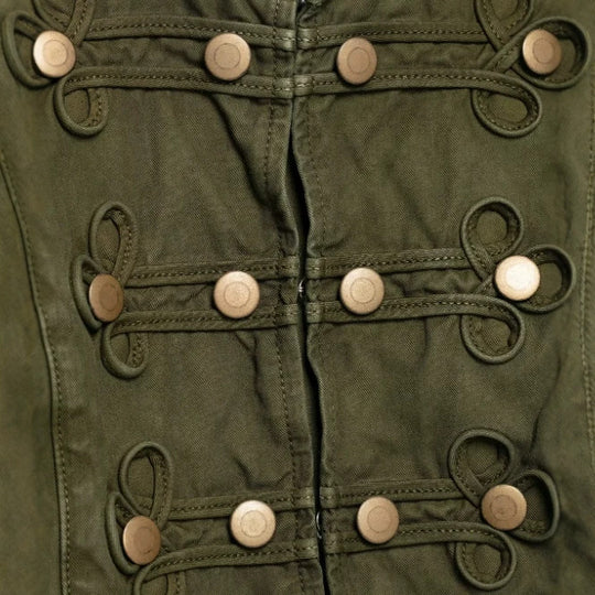 Damen Kurze Militärinspirierte Crop‑Jacke mit Schmuckknopfleiste und Zierstickerei Nord Taschen