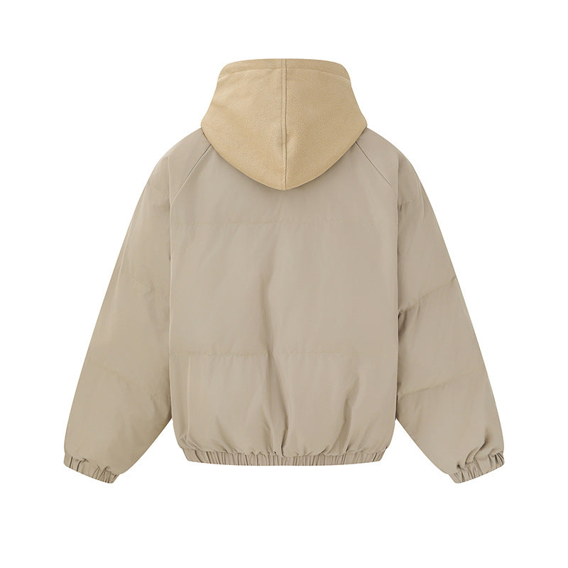 Unisex Kurze Boxy‑Wattierte Kapuzenjacke mit Fleecefutter und elastischem Saum Nord Taschen