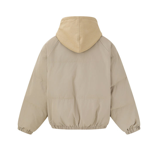 Unisex Kurze Boxy‑Wattierte Kapuzenjacke mit Fleecefutter und elastischem Saum Nord Taschen