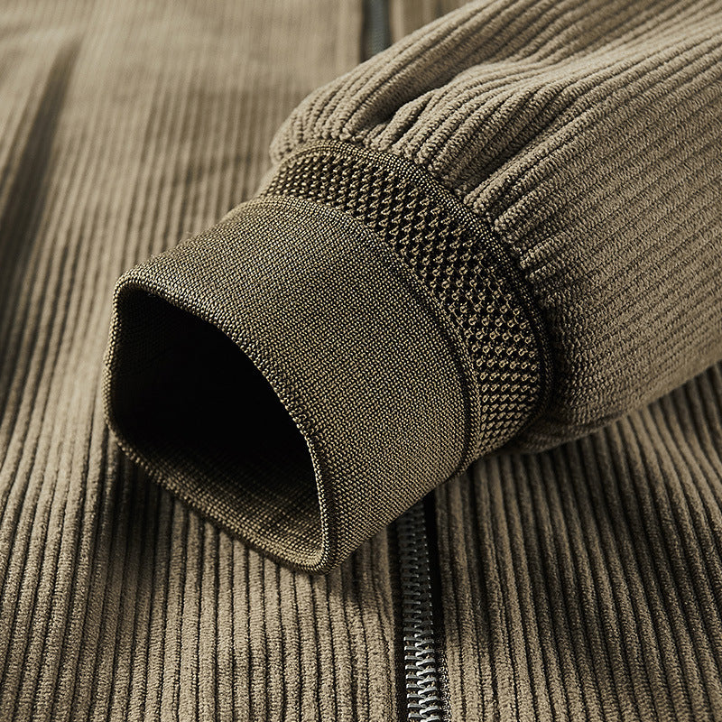 Herren Cordjacke im Bomber-Style mit Feincord, Reißverschluss und gefüttertem Inneren Nord Taschen