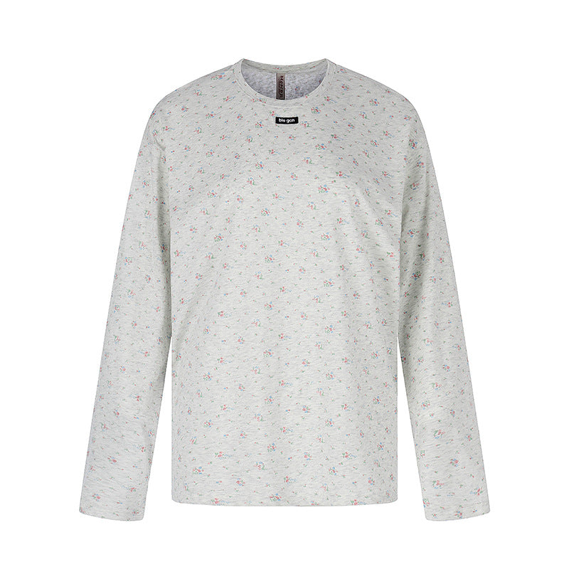 Damen Langarmshirt mit zartem Blumenprint und Rundhalsausschnitt Nord Taschen