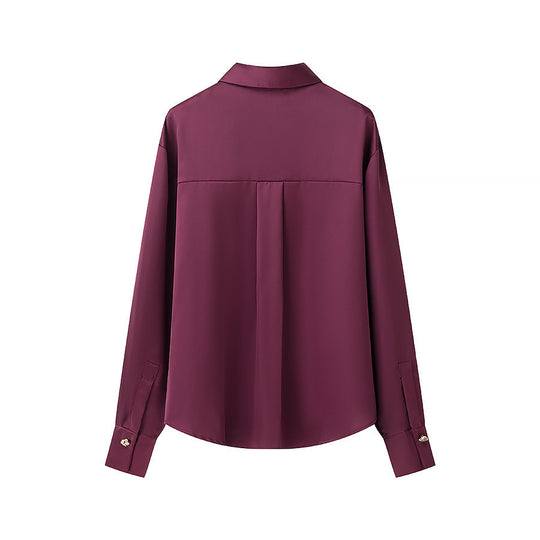 Damen Seidenoptik-Bluse mit Schmuckknöpfen und Hemdkragen Nord Taschen