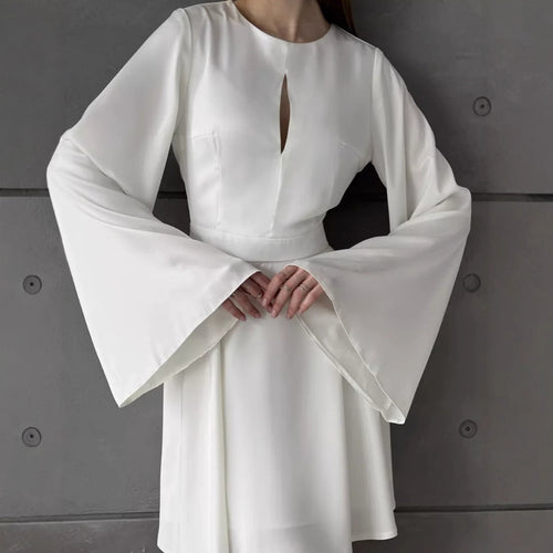 Damen Elegantes Wickelkleid mit weit ausgestellten Ärmeln und tiefem Ausschnitt