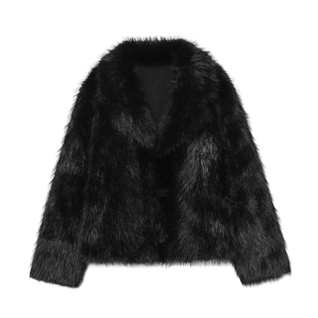 Damen Gekürzter Wollmix-Blouson mit voluminösem Kunstfellkragen Nord Taschen