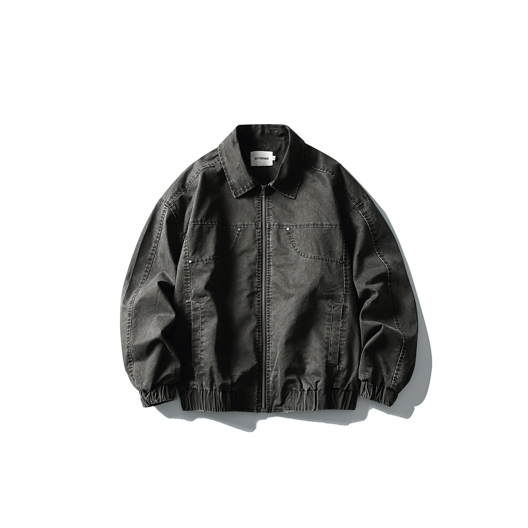 Herren Kurzjacke im Utility-Canvas-Stil mit durchgehendem Reißverschluss und elastischem Saum Nord Taschen