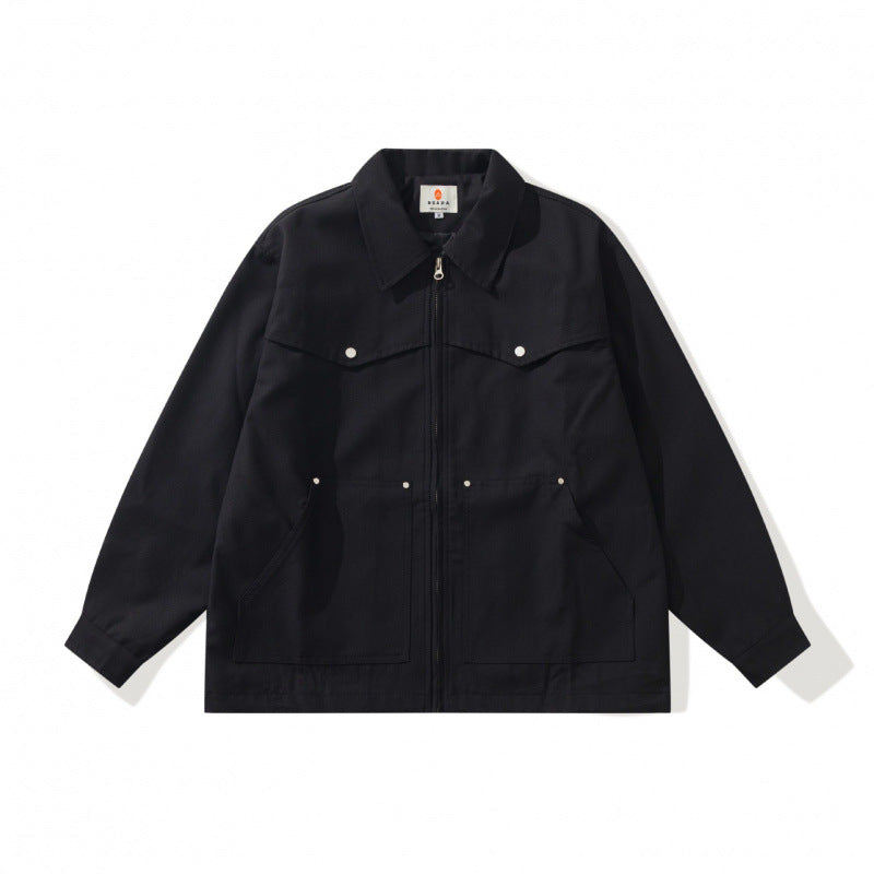 Unisex Kastige Worker-Überjacke aus Canvas mit durchgehendem Reißverschluss, Brustpattentasche und aufgesetzten Eingrifftaschen Nord Taschen