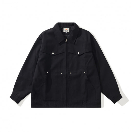 Unisex Kastige Worker-Überjacke aus Canvas mit durchgehendem Reißverschluss, Brustpattentasche und aufgesetzten Eingrifftaschen Nord Taschen