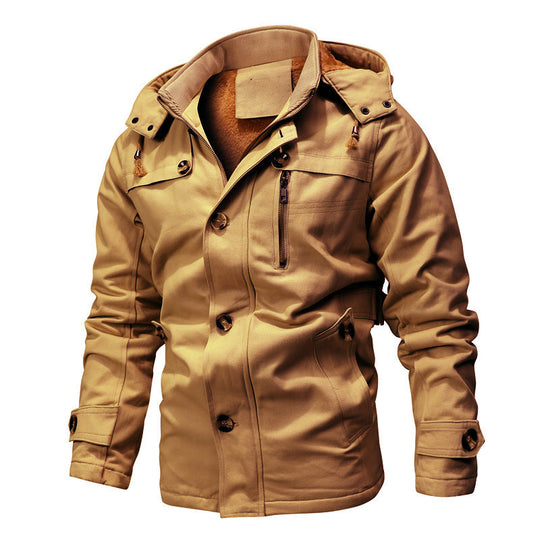 Herren Parka-Jacke mit Kapuze, Thermofutter und Metallknöpfen Nord Taschen
