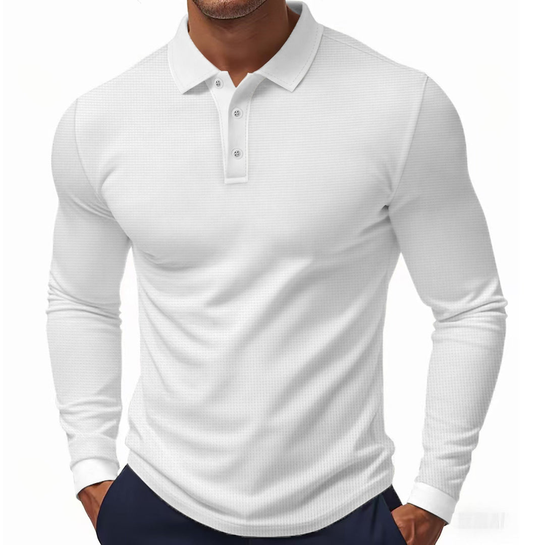 Herren Langarm-Polohemd im strukturierten Design mit modernem Schnitt