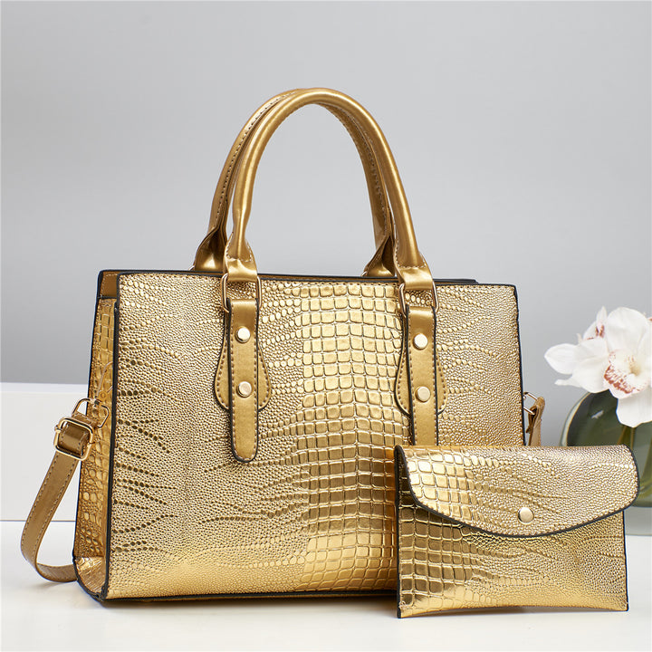 Damen elegante Handtasche mit Kroko-Prägung und abnehmbarer Clutch Nord Taschen