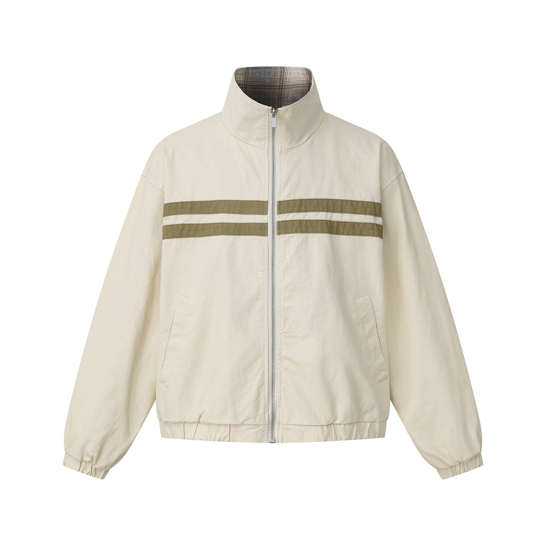 Unisex Kurz geschnittene Boxy-Blousonjacke mit Stehkragen und horizontalen Brustpaspeln Nord Taschen