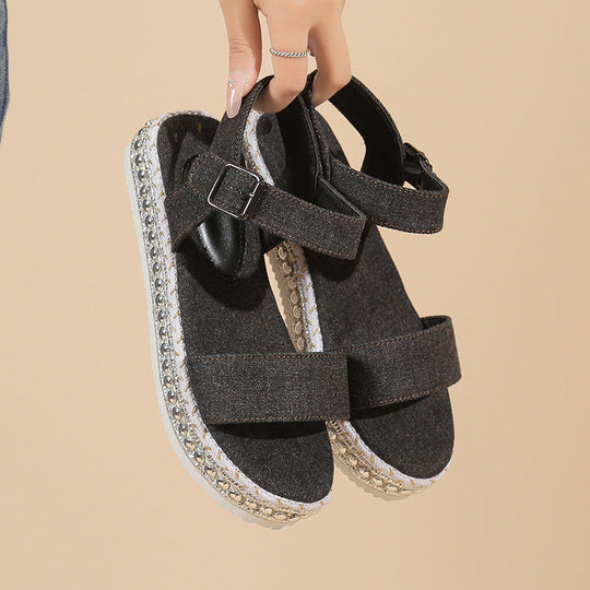 Damen Bequeme Espadrilles Sandalen mit verstellbaren Riemen und gepolstertem Fußbett Nord Taschen
