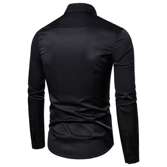 Herren Elegantes Hemd mit Pailletten-Brustplatte und tailliertem Schnitt Nord Taschen