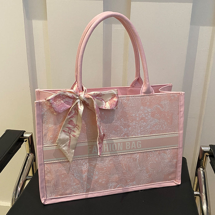 Damen modische Tragetasche mit floralem Muster und dekorativem Halstuch Nord Taschen