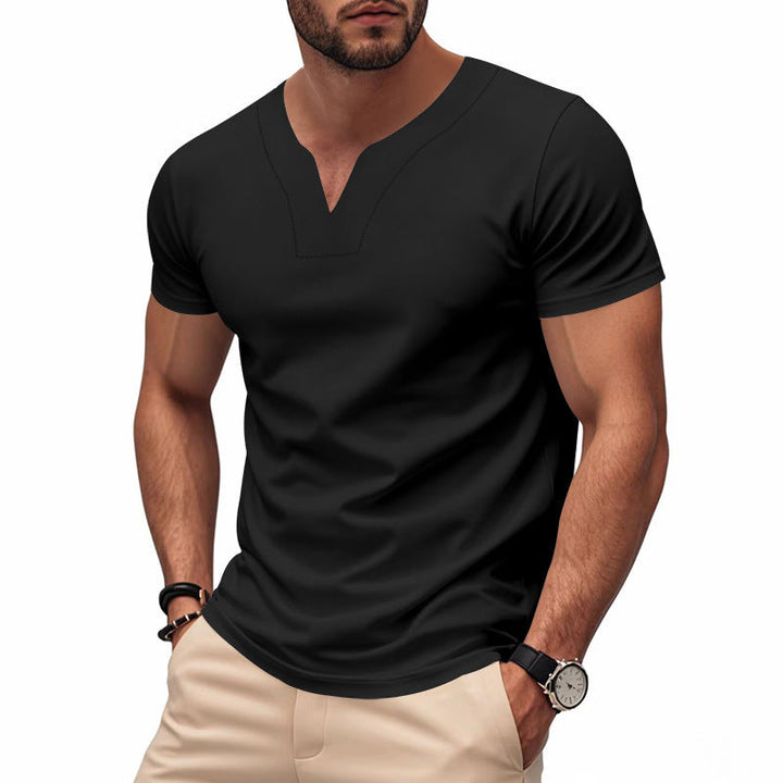 Herren kurzärmliges T-Shirt mit V-Ausschnitt und atmungsaktivem Stoff