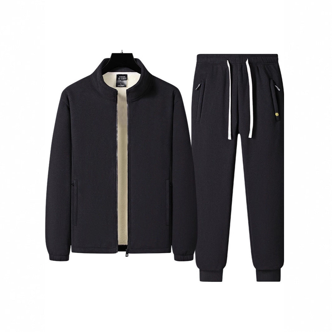 Herren Dreiteiliges Thermo-Fleece-Trainingsset mit wattierter Weste und Jogginghose Nord Taschen