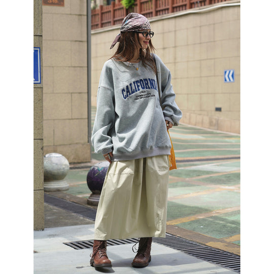 Damen Weites College‑Sweatshirt mit Rundhalsausschnitt und Statement-Print Nord Taschen