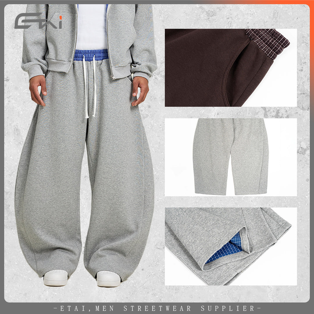 Damen Weite Cropped-Sweathose mit tiefem Schritt, Kordelzug und kontrastierendem Bund Nord Taschen