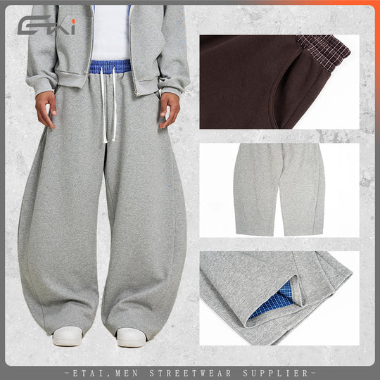 Damen Weite Cropped-Sweathose mit tiefem Schritt, Kordelzug und kontrastierendem Bund Nord Taschen