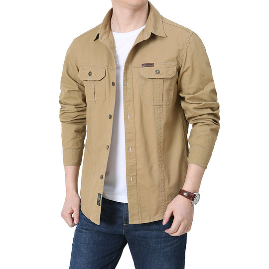 Herren robustes Overshirt aus Baumwoll-Canvas mit Brustpattentaschen Nord Taschen