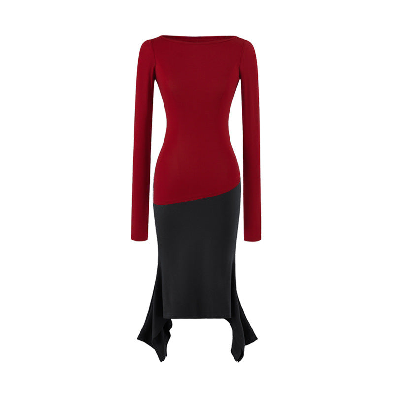 Damen Figurbetontes Midikleid mit asymmetrischem Zipfelsaum und Paneel-Design Nord Taschen