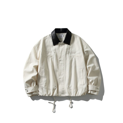 Herren Fieldjacke im Boxy‑Cut mit Lederkragen und Kordelzug Nord Taschen