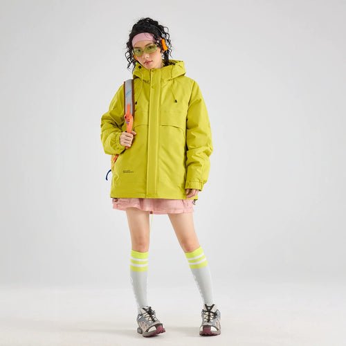 Damen Wasserfeste atmungsaktive Kapuzenjacke im technischen Oversize-Schnitt Nord Taschen