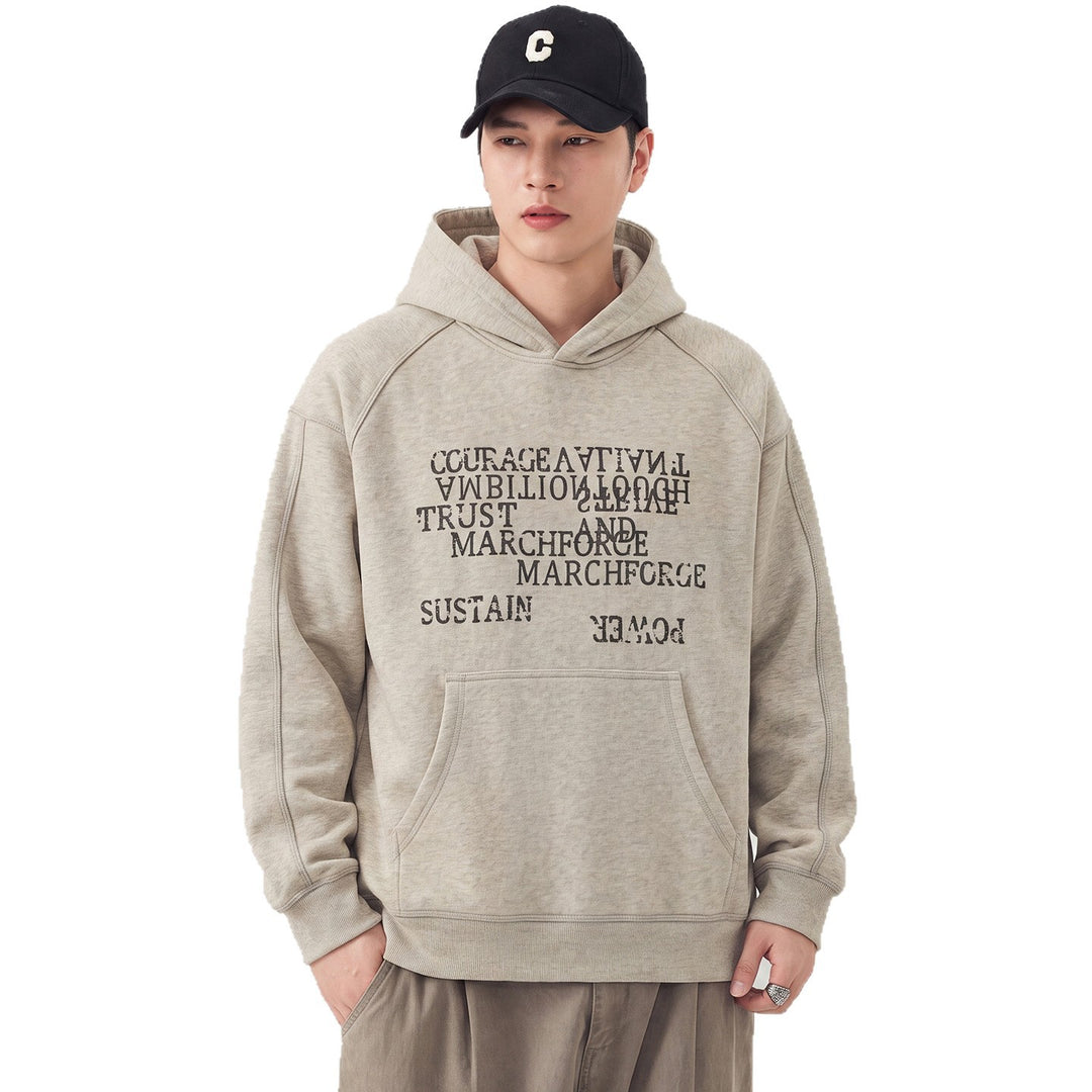 Herren Oversize Kapuzenpullover mit Statement-Print und Kängurutasche Nord Taschen