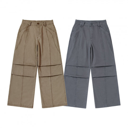 Damen weite Cargo‑Hose mit Stufennaht, hoher Taille und breitem Bein Nord Taschen
