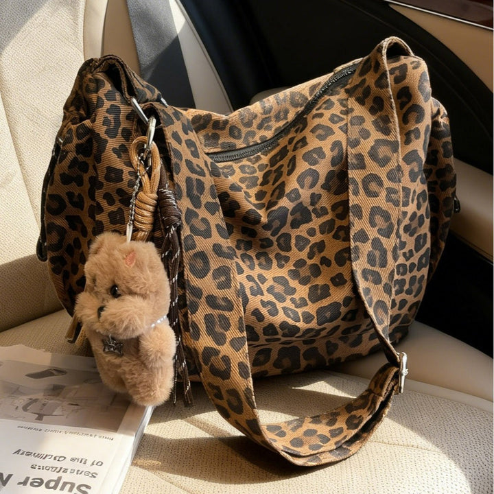 Damen praktische Schultertasche mit Leopardenmuster Nord Taschen