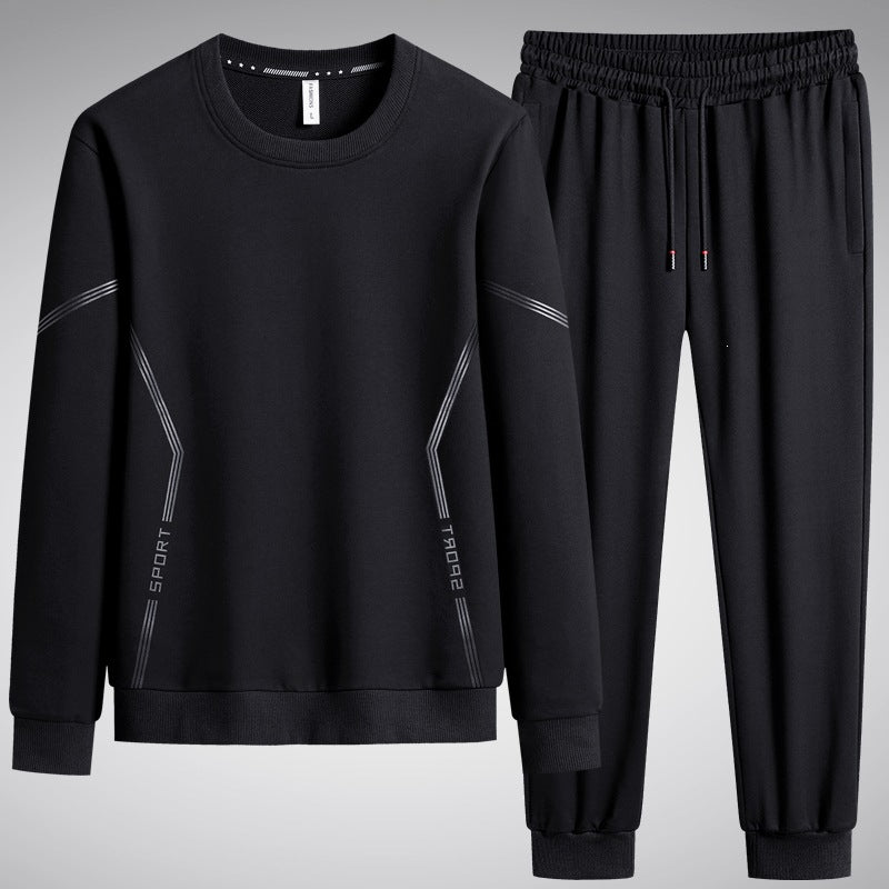 Herren Sportliches Freizeit-Jogginganzug-Set aus atmungsaktivem Funktionsfleece mit Rundhalsausschnitt & Kordelbund Nord Taschen