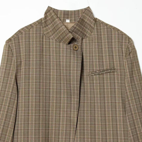Damen Kurzblazer mit Stehkragen, asymmetrischer Knopfblende und Pattentaschen Nord Taschen