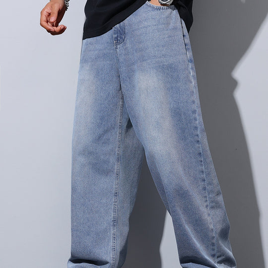 Herren Weite Baggy-Jeans aus leichtem Denim mit tiefer Schrittführung Nord Taschen