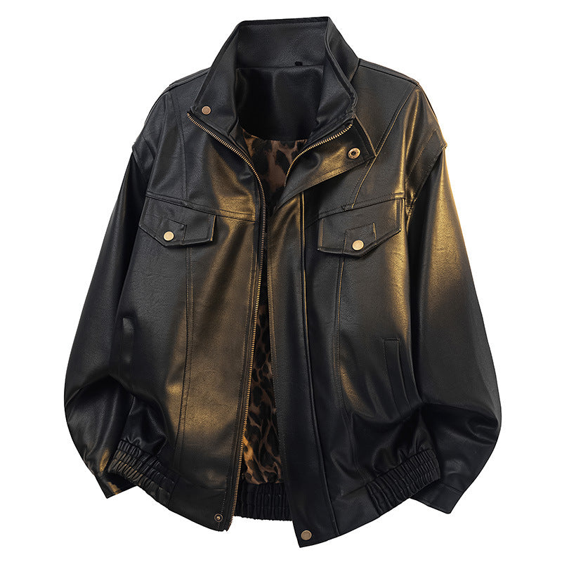 Damen Leichte Oversize-Bomberjacke mit Leo-Futter, Pattentaschen & elastischem Saum Nord Taschen
