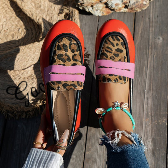 Damen modische Loafers mit Animal-Print und bunten Akzenten Nord Taschen