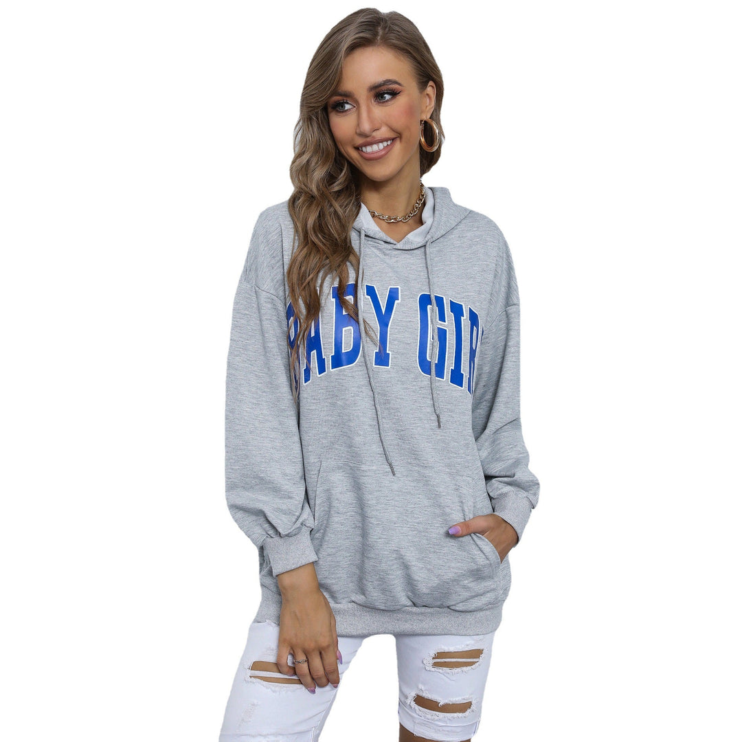 Damen Kapuzenpullover mit Statement‑Print, Kängurutasche und lässigem Schnitt Nord Taschen