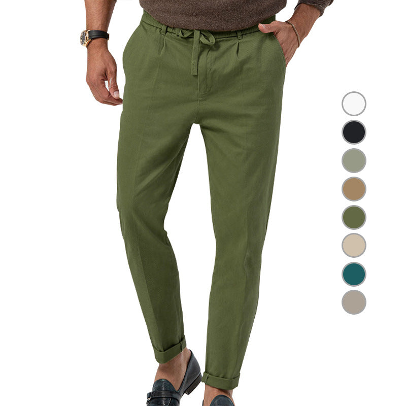 Herren nan leichte Leinenhose mit Kordelzug und schmaler Passform
