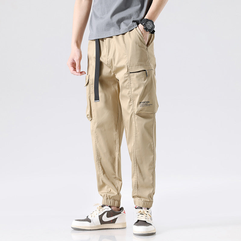 Herren Leichte Utility-Cargohose im Joggerstil mit integriertem Gürtelband und Reißverschlusstaschen Nord Taschen