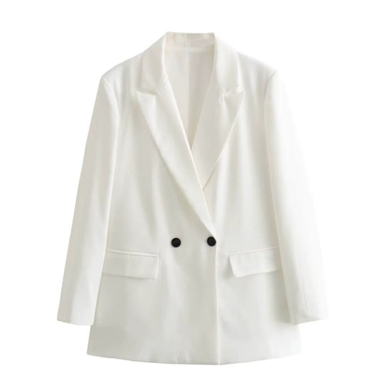 Damen 100+ geradliniger Longline Blazer mit Reverskragen, doppelreihiger Optik und Pattentaschen Nord Taschen