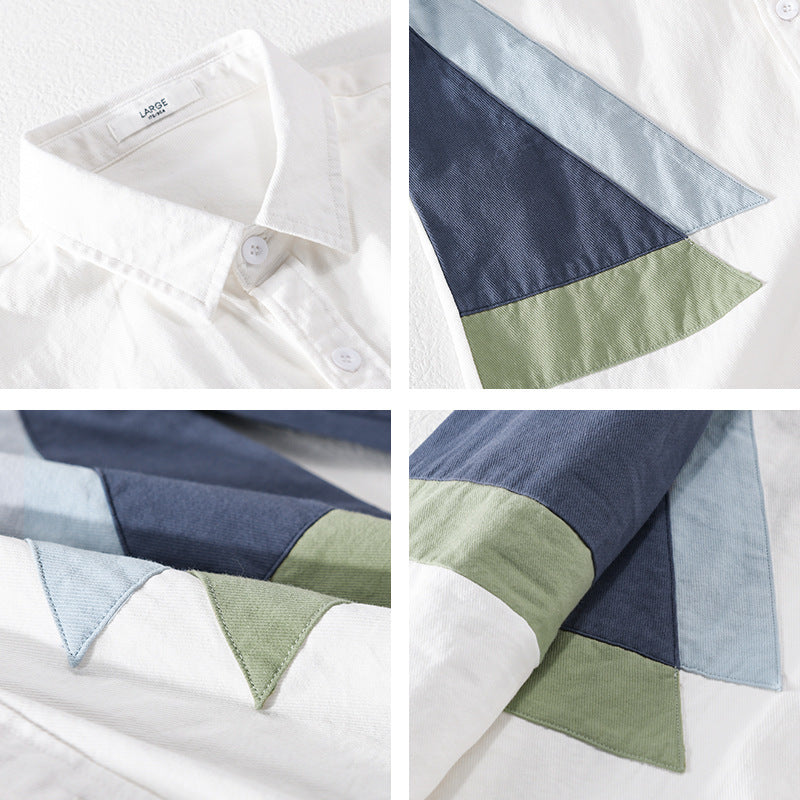 Herren Colorblock-Hemd aus Baumwollmix mit langen Ärmeln und kontrastierenden Paneelen Nord Taschen
