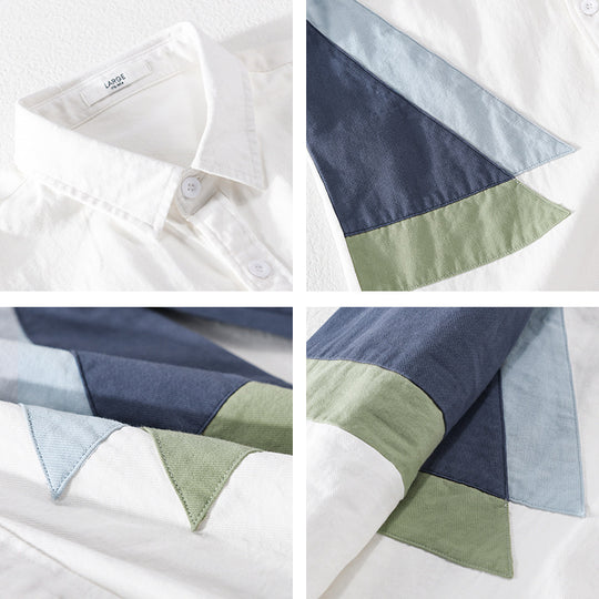 Herren Colorblock-Hemd aus Baumwollmix mit langen Ärmeln und kontrastierenden Paneelen Nord Taschen