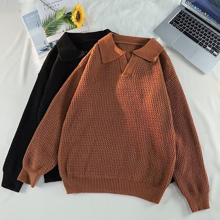 Herren Modischer Grobstrickpullover mit V-Ausschnitt und Schulterüberschuss Nord Taschen