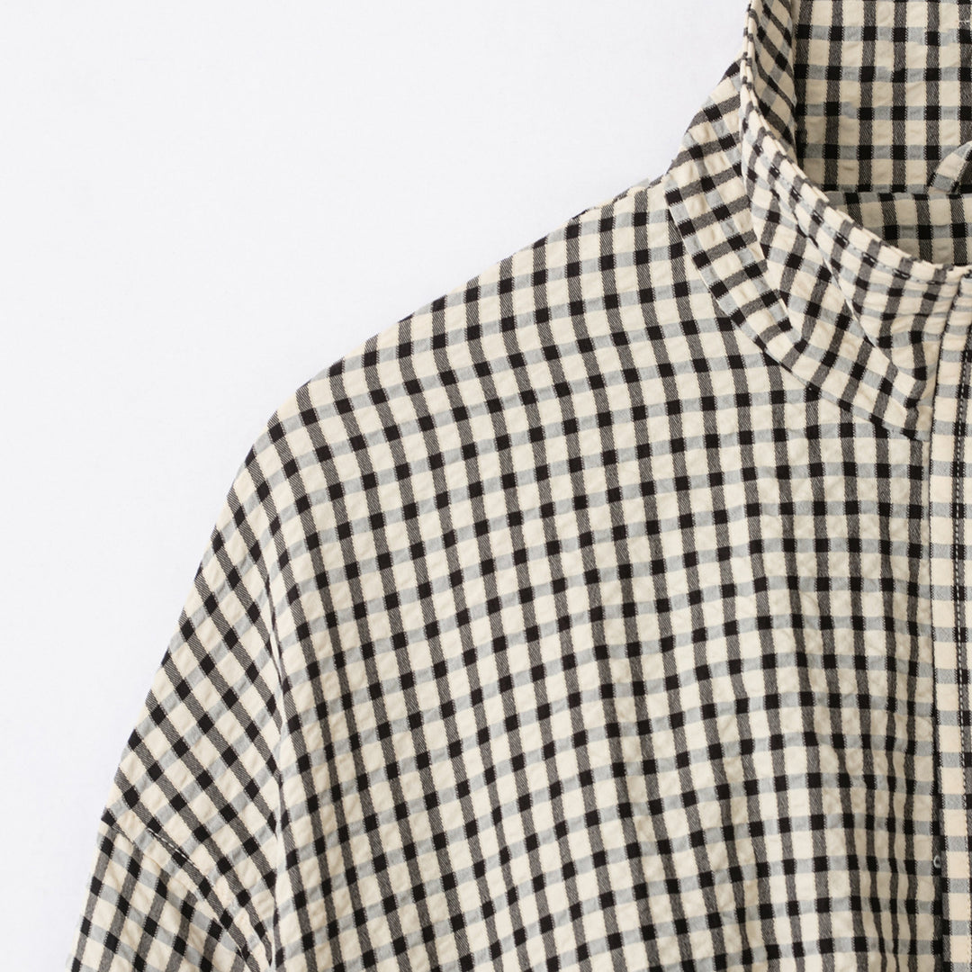 Damen Karo-Overshirt mit Stehkragen und kastiger Cropped-Silhouette Nord Taschen