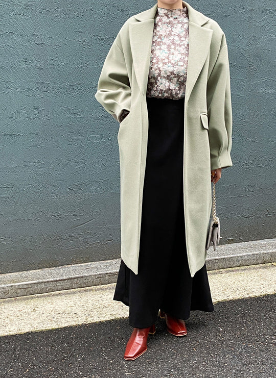 Damen Longline Wollmix-Mantel mit kastiger Oversize-Passform und cleanem Revers Nord Taschen